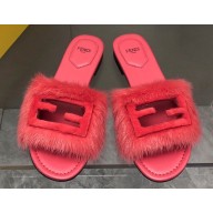 Fendi Baguette mink slides Red 2023