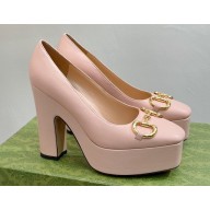 Gucci Heel 12cm Platform 3.5cm pumps with Horsebit Pink 2023