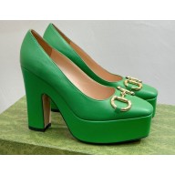 Gucci Heel 12cm Platform 3.5cm pumps with Horsebit Green 2023