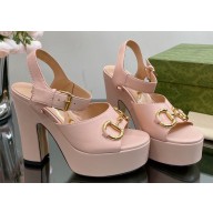 Gucci Heel 12cm Platform 3.5cm Sandals with Horsebit Pink 2023