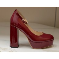 Gianvito Rossi Heel 11.5cm Platform 3.5cm Manila Pumps Leather Patent Burgundy 2023