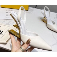 Fendi First Heel 9.5cm leather high-heeled slingbacks White 2023