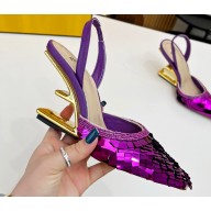 Fendi First sequin high-heeled slingbacks Purple 2023