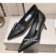 Jimmy Choo Heel 6.5cm Romy Nappa Leather Pumps Black with Jimmy Choo Bow 2023