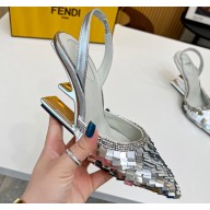 Fendi First sequin high-heeled slingbacks Silver 2023