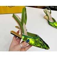 Fendi First sequin high-heeled slingbacks Green 2023