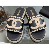 Chanel Hemp Rope CC Logo Mules Black 2023
