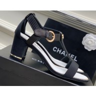 Chanel Heel 4.5cm Lambskin and Grosgrain Sandals Black 2023