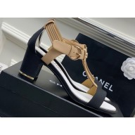Chanel Heel 4.5cm Lambskin and Grosgrain Sandals Beige 2023