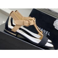 Chanel Heel 2cm Lambskin and Grosgrain Sandals G39022 Beige 2023
