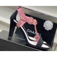 Chanel Heel 9cm Lambskin and Grosgrain Sandals Pink 2023