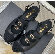 Chanel Leather Buckle Slingbacks Black 2023