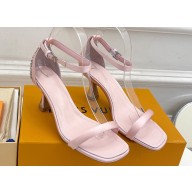 Louis Vuitton Heel 6.5cm Silver Logo Sparkle Sandals Pink 2023