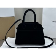 The Row Soft Margaux 10 Bag in Leather Suede Black