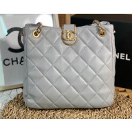 Chanel Small Shopping Bag in Lambskin AS3477 Gray 2023