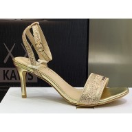 Dior Heel 7.5cm Cotton Embroidered with Strass Dway Sandals Gold 2023