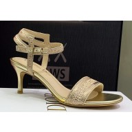 Dior Heel 6.5cm Cotton Embroidered with Strass Dway Sandals Gold 2023