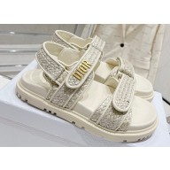 Dior Braided Raffia DiorAct Sandals White 2023