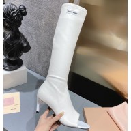 Miu Miu Heel 5cm Stretch leather boots White 2023