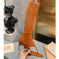Miu Miu Heel 5cm Stretch leather thong boots Suede Brown 2023