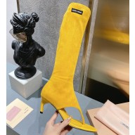 Miu Miu Heel 5cm Stretch leather thong boots Suede Yellow 2023