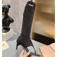 Miu Miu Heel 5cm Stretch leather thong boots Suede Black 2023