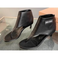 Miu Miu Heel 4.5cm leather thong booties Black 2023