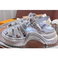 Louis Vuitton Heel 5cm LV Archlight Flat Sandals Patent calf leather Silver 2023