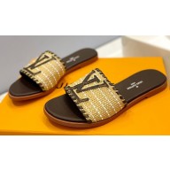Louis Vuitton Raffia Flat Mules Coffee 2023
