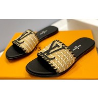 Louis Vuitton Raffia Flat Mules Black 2023