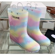 Celine Logo Rain Boots Rainbow 2023