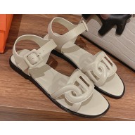 Hermes Feliz sandals in Nappa leather Pale Gray 2023