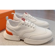 Hermes mesh pique and calfskin Giga Men's sneakers White 2023