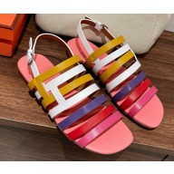Hermes Ephese sandals in calfskin Yellow/White/Pink 2023