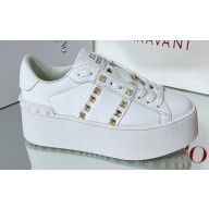 Valentino Heel 6cm platform Rockstud Untitled sneakers in calfskin White/Gold 2023