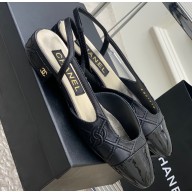 Chanel Heel 2cm Lambskin & Patent Calfskin Slingbacks Black 2023