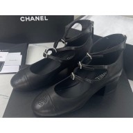 Chanel Heel 4.5cm Lambskin and Calfskin Mary Janes G39515 Black 2023