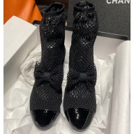 Chanel Heel 5.5cm Resille, Kid Suede & Patent Calfskin Mary Janes G40097 Black/Strass 2023