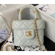 Chanel Small Vanity Case Bag AS3973 Lambskin Pale Green 2023