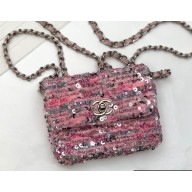Chanel Sequins Mini Classic Flap Bag 1115 Pink 2023