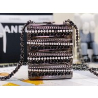 Chanel Pearl and Chain Mini Evening Bag Gun Color 2023