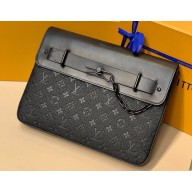 Louis Vuitton Pochette Steamer Bag M80107 Embossed Taurillon Monogram cowhide leather Black