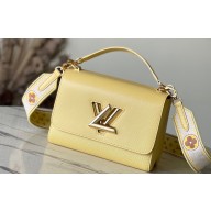 Louis Vuitton Epi Leather Twist MM Bag with Embroidered Strap M22038 Plume Yellow