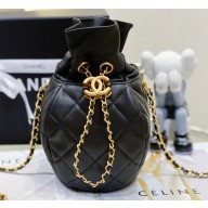 Chanel Shiny Lambskin and Gold-Tone Metal Clutch with Chain Bag Black 2023