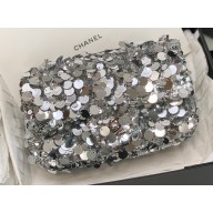 Chanel Sequins Mini Classic Flap Bag AS3523 Silver 2023