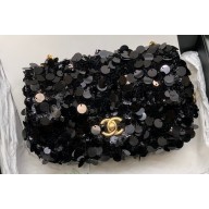 Chanel Sequins Mini Classic Flap Bag AS3523 Black 2023