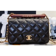 Chanel Wood Handle Small Classic Flap Bag Black 2023