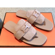 Hermes Galerie Sandals in calfskin Suede Beige 2023