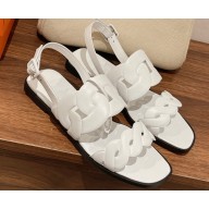 Hermes leather Grace Sandals White 2023