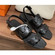 Hermes leather Grace Sandals Black 2023